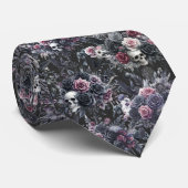 Gothic Moody Blume Skulls und Crows Krawatte (Gerollt)