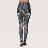 Gothic Moody Blume Skulls und Crows Leggings (Rückseite)