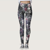 Gothic Moody Blume Skulls und Crows Leggings (Vorderseite)