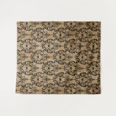 Gothic Moody Damask Tan & Black Spider Tapestory Wandteppich (Vorderseite (Horizontal))