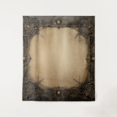 Gothic Moody Dark Black & Old Ivory Creepy Webs Wandteppich (Vorderseite)