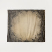 Gothic Moody Dark Black & Old Ivory Filigree Vines Wandteppich (Vorderseite (Horizontal))