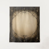 Gothic Moody Dark Black & Old Ivory Filigree Wandteppich (Vorderseite)