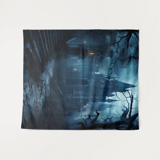 Gothic Moody Dark Castle & Spooky Steps Wandteppich (Vorderseite (Horizontal))