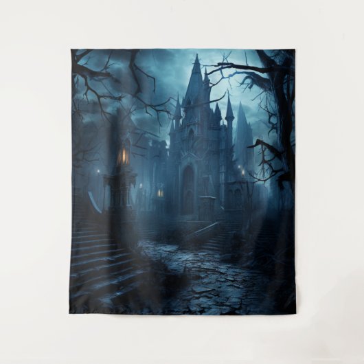 Gothic Moody Dark Castle & Spooky Steps Wandteppich (Vorderseite)