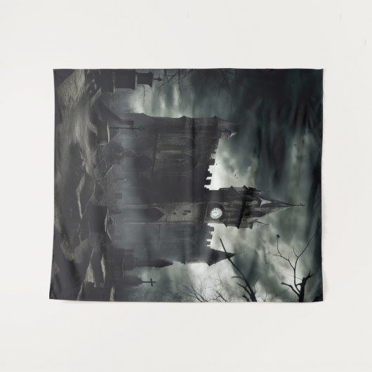Gothic Moody Dark Castle Two Wandteppich (Vorderseite (Horizontal))