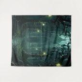 Gothic Moody Dark Forest Candlelit Mansion Wandteppich (Vorderseite (Horizontal))