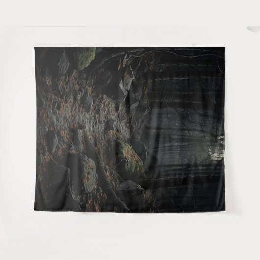 Gothic Moody Dark Forest Rocky Path XLarge Wandteppich (Vorderseite (Horizontal))