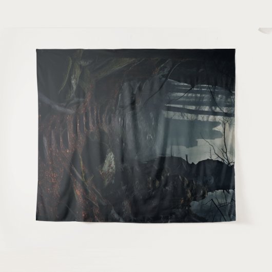 Gothic Moody Dark Forest Steps & Ruins XLarge Wandteppich (Vorderseite (Horizontal))