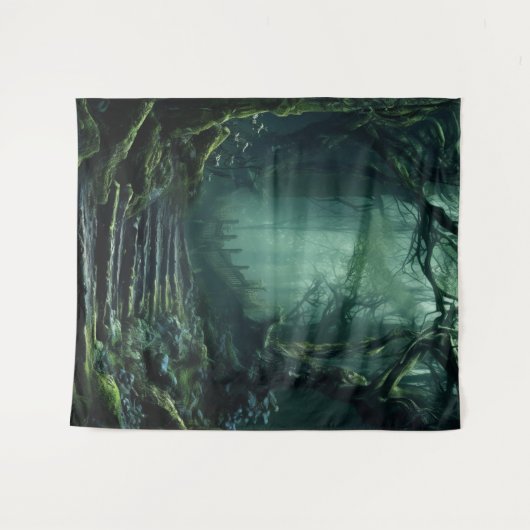 Gothic Moody Dark Forest Steps Wandteppich (Vorderseite (Horizontal))