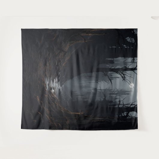 Gothic Moody Dark Forest XLarge Wandteppich (Vorderseite (Horizontal))