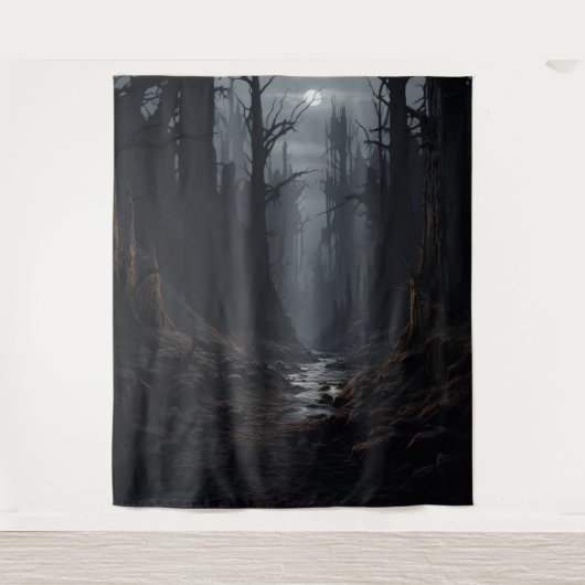 Gothic Moody Dark Forest XLarge Wandteppich (Vorderseite)