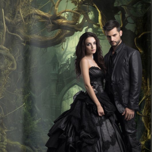 Gothic Moody Dark Twisted Trees & Arch Wandteppich