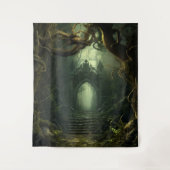 Gothic Moody Dark Twisted Trees & Arch Wandteppich (Vorderseite)