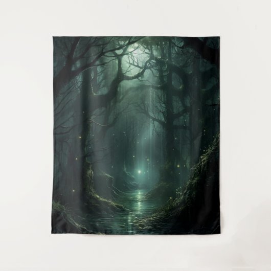 Gothic Moody Dark verzauberter Wald Wandteppich (Vorderseite)