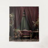 Gothic Moody Dark Viktorianisch Burgundy Green Par Wandteppich (Vorderseite)