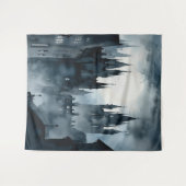 Gothic Moody Dark Watercolor Castle Wandteppich (Vorderseite (Horizontal))