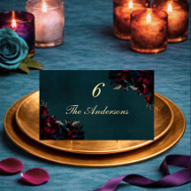Gothic Moody Darkel Rot Türkis Florale Hochzeit
