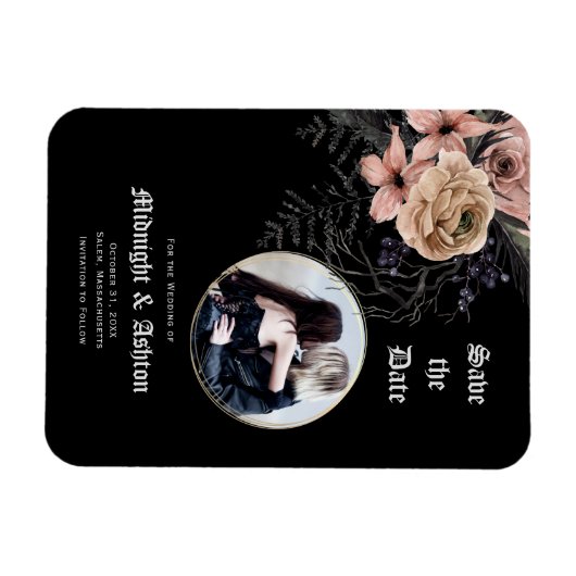Gothic Moody Floral Foto Save the Date Magnet (Horizontal)