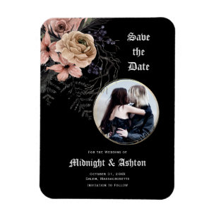 Gothic Moody Floral Foto Save the Date Magnet