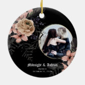Gothic Moody Floral Foto Verheiratet Keramik Ornament (Hinten)