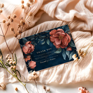 Gothic Moody Floral Hochzeit Dankeskarte