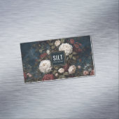 Gothic Moody Floral Red Cream Peony Gold Frame Magnetische Visitenkarte (Beispiel)