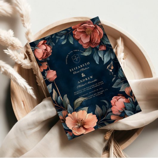 Gothic Moody Floral Wedding Einladung