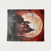 Gothic Moody Full Moon & Castle Night Wandteppich (Vorderseite (Horizontal))