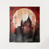 Gothic Moody Full Moon & Castle Night Wandteppich (Vorderseite)