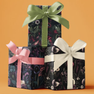 Gothic Moody Herbstblumen Geschenkpapier Set