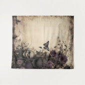 Gothic Moody Lila & Black Skull & Moth Wandteppich (Vorderseite (Horizontal))