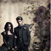 Gothic Moody Lila & Black Skull & Moth Wandteppich