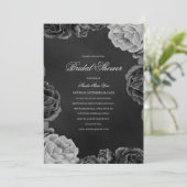 Gothic Moody Monochrome Grau Floral Brautparty Einladung (Stehend Vorderseite)