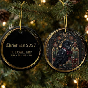 Gothic Moody Onyx Buntglas-Rabe Keramik Ornament