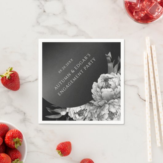 Gothic Moody Peonies Polterabend Party Serviette (Beispiel)