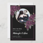 Gothic Moody Rose Circle Foto Save the Date Card (Vorderseite)