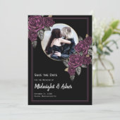 Gothic Moody Rose Circle Foto Save the Date Card (Stehend Vorderseite)