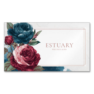 Gothic Moody Rot Türkis Rose Marmor Wasserfarbe Magnetische Visitenkarte