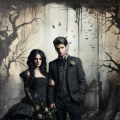 Gothic Moody Scenes Arches & Birds Cream & Black Wandteppich