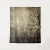 Gothic Moody Scenes Dark Forest Cream & Black Wandteppich (Vorderseite)