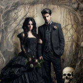 Gothic Moody Scenes Skull & Spider Cream & Black Wandteppich