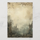 Gothic Moody Scenes Vintag Cream & Black Wedding Menükarte (Rückseite)