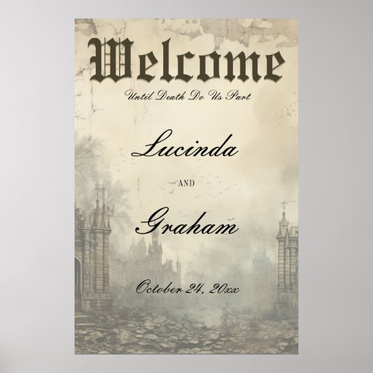 Gothic Moody Scenes Vintag Cream & Black Wedding Poster (Vorne)