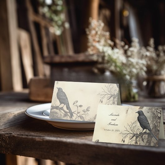 Gothic Moody Scenes Vintage Creme & Black Platzkarte