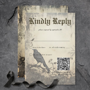 Gothic Moody Szenen Vintage Creme & Schwarz RSVP Karte