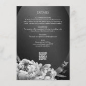 Gothic Moody White Peonies Hochzeitsdetails Begleitkarte (Vorderseite)