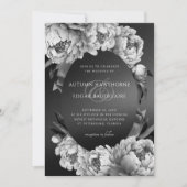 Gothic Moody White Peonies Wedding Einladung (Vorderseite)