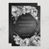 Gothic Moody White Peonies Wedding Einladung (Vorne/Hinten)