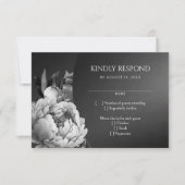 Gothic Moody White Peonies Wedding RSVP Karte (Vorderseite)